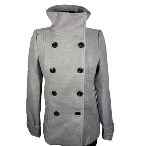 H&M Tan Double Breasted Long Sleeve Fitted Lined Peacoat with Snaps Women Sz. 6